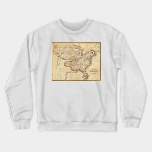 Vintage United States Eagle Map (1833) Crewneck Sweatshirt by Bravuramedia